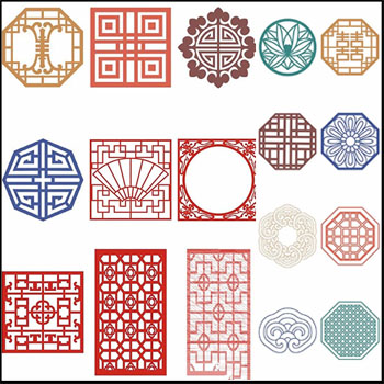 中国风花纹边框装饰psd素材