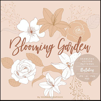 花卉图案插图无缝背景AI/JPG/PSD/PNG免抠图素材