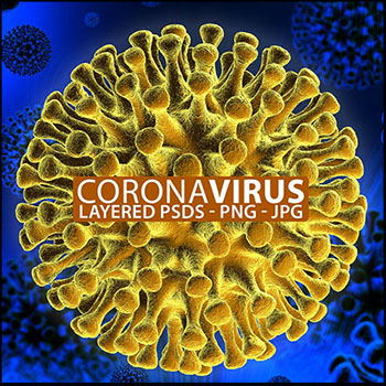 2个独立的冠状病毒PSD背景素材