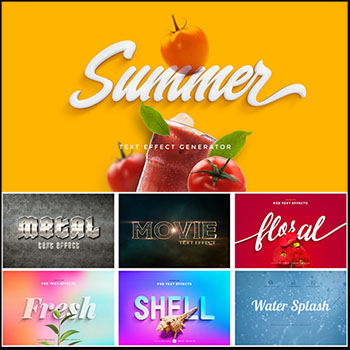 12款夏季3D立体艺术字PSD样机模型