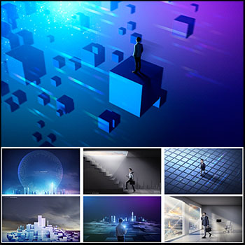 企业文化宣传人物空间PSD背景素材