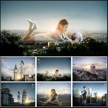 16款大大的梦想儿童创意相册海报合成摄影PSD模板