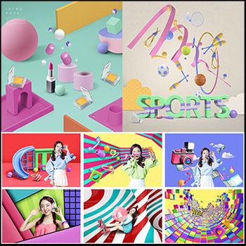 19款韩国风格时尚创意人物PSD海报模板