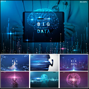 20款生物医学未来科技人工智能蓝色横幅海报背景PSD素材