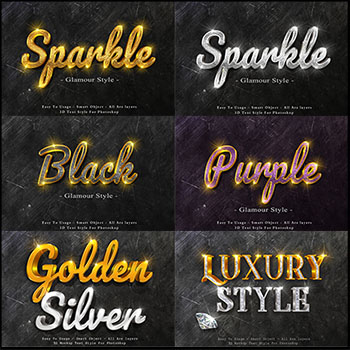 6款金色3D立体艺术字样式PSD分层模板