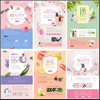 13款女性化妆品护肤品专题电商促销海报PSD模板