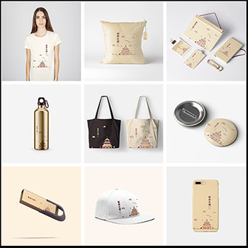 高端中式文创产品VI智能贴图样机