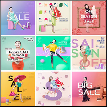 10款女性购物女性用品促销打折海报PSD分层素材