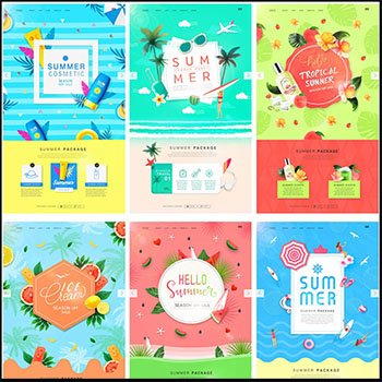 10款夏季防晒霜防护品夏季旅游夏季水果促销PSD网页电商模板