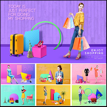 15款女性用品服装时尚购物电商促销横幅PSD模板