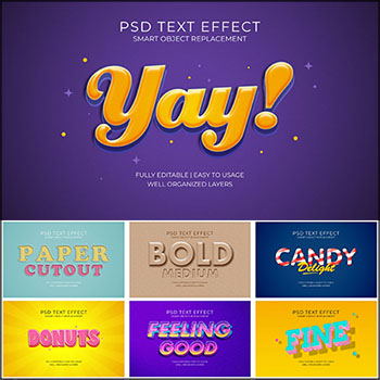 15款艺术字PSD特效样式一键置换3D立体字