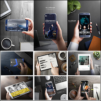 20款手机屏幕和平板电脑屏幕实景样机PSD分层模板