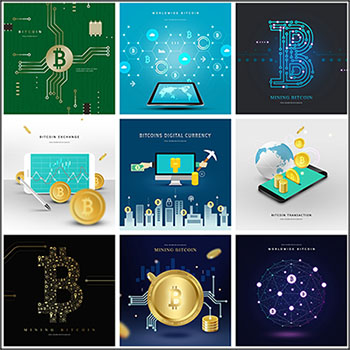 30款扁平化网络金融比特币图插图PSD分层模板