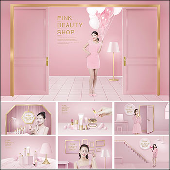 18款女性化妆品美妆用品网页电商横幅PSD海报模板