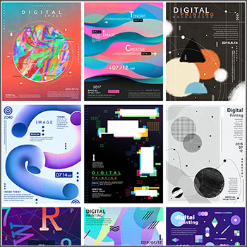 16款炫酷的抽象海报背景PSD分层模板
