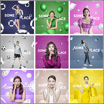 创意清新年轻男女时尚服饰与颜色搭配海报PSD分层素材