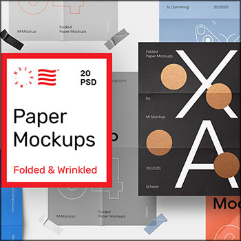 一套纸张折痕褶皱样机模型PSD模板