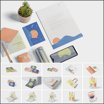 清新文创VI智能贴图样机标志包装礼盒布袋服装展示效果PSD素材