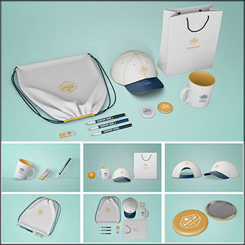 企业vi套装样机物料logo帽子咖啡杯印章手提袋杯子笔psd素材