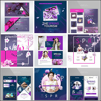 14款花卉装饰风格女性购物网站模板PSD分层素材