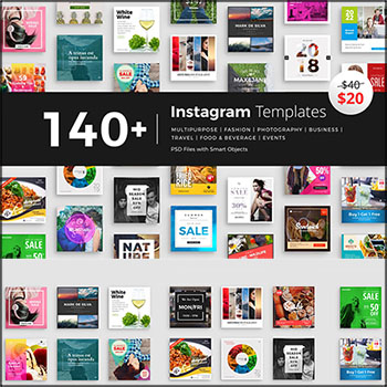 140+个Instagram网页横幅广告模板PSD素材