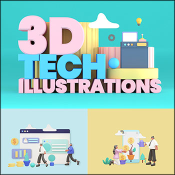 适用于WEB,应用程序,营销传播的3D立体插图PNG/PSD模板