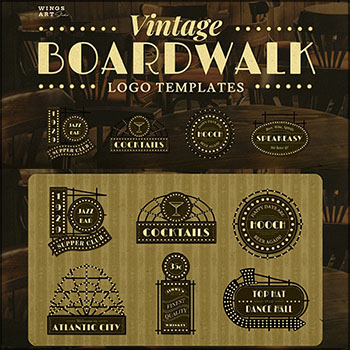 复古酒吧舞厅俱乐部LOGO标志图标PSD分层模板