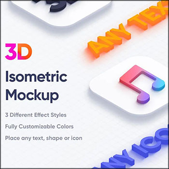 不同效果样式的Photoshop等距3D图标LOGO样机
