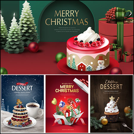 国外圣诞节平安夜礼物礼盒圣诞树海报psd模板