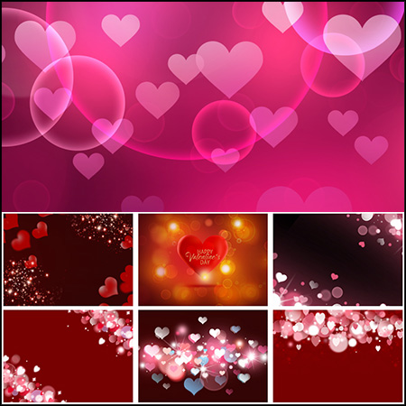 28款情人节爱心心形光效背景PSD分层模板