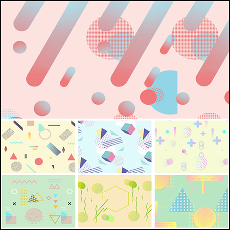 16款清新的孟菲斯背景PSD分层模板