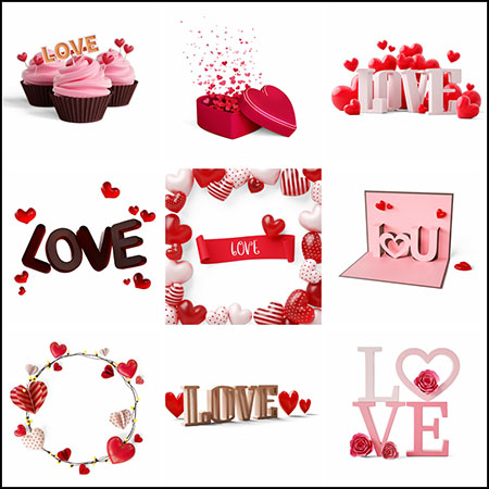 20款3D立体LOVE字母情人节海报插图PSD分层模板