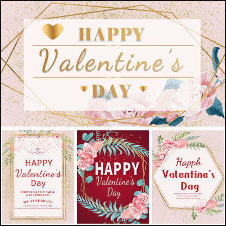 15款情人节派对邀请函贺卡PSD分层模板