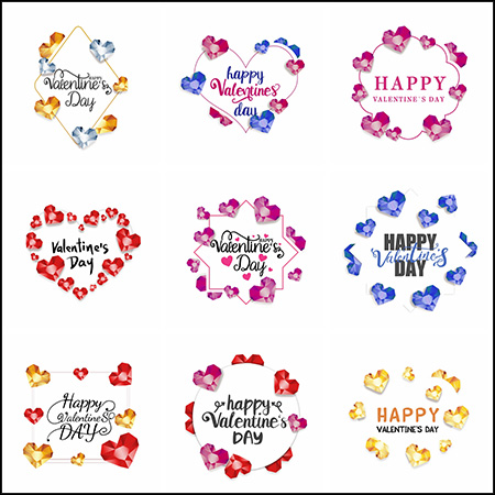 24款情人节砖石装饰边框PSD分层模板