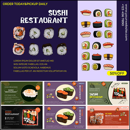 25款日本寿司美食BANNER横幅PSD分层模板