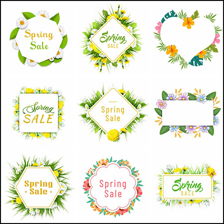 27款春季花卉促销边框图案PSD分层模板