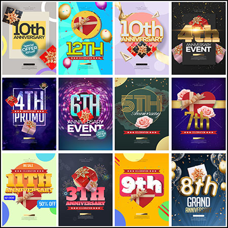 15款欧式周年庆促销海报PSD分层模板
