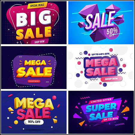 6款超级促销打折第一素材网矢量插图精选