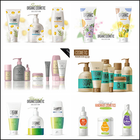 7套瓶装护肤品化妆品洗发水第一素材网矢量插图精选