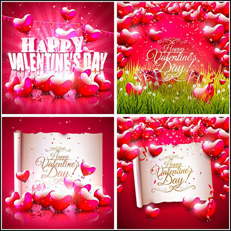 7款情人节快乐红色爱心背景和白色文本框第一素材网矢量素材精选