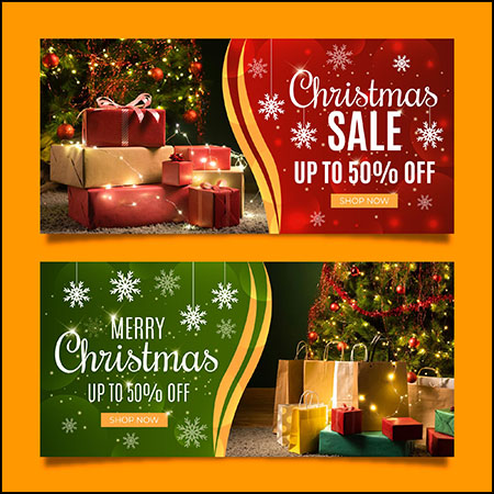 2款圣诞节促销打折广告横幅模板第一素材网矢量素材精选