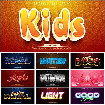 10款可编辑3D效果艺术字EPS第一素材网矢量模板精选