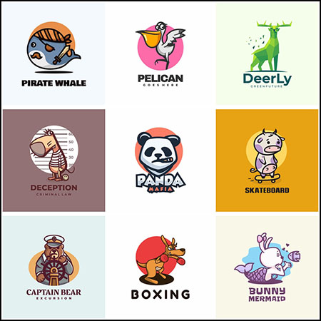 12款拟人化动物LOGO标志徽标第一素材网矢量素材精选