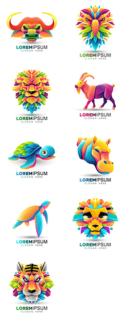 超酷立体动物头像图案设计矢量素材二