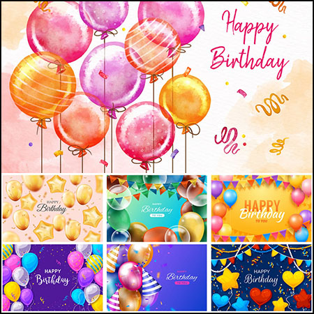 17款生日派对祝你生日快乐海报横幅背景第一素材网矢量模板精选