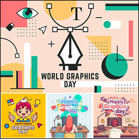 世界图形设计日卡通插图第一素材网矢量素材精选