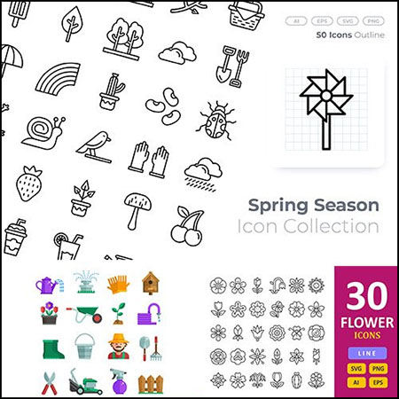 春天园艺图标大集合SVG/PNG/AI第一素材网矢量素材精选