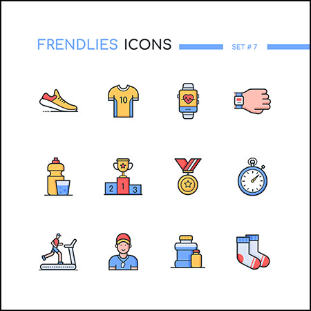 跑步运动现代线设计风格第一素材网矢量图标精选集