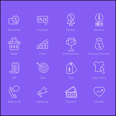 16款购物销售线性图标第一素材网矢量模板精选