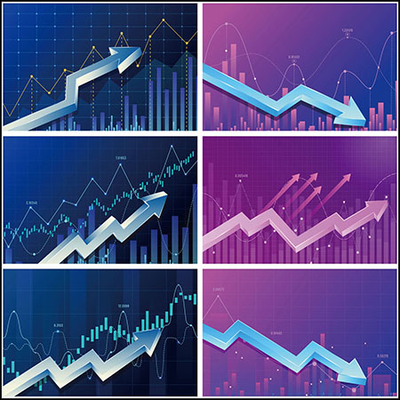 10款股市企业业绩箭头图表商务背景第一素材网矢量模板精选
